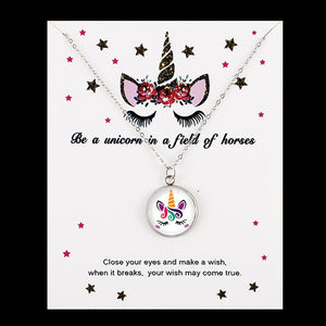 Unicorn Horse Pendants Necklaces Bee Honeybee Flamingos Mermaid 18mm Glass Cabochon Women Men Girl Jewelry Party Birthday Gift