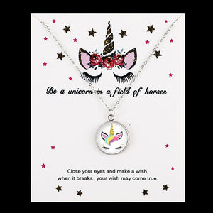 Unicorn Horse Pendants Necklaces Bee Honeybee Flamingos Mermaid 18mm Glass Cabochon Women Men Girl Jewelry Party Birthday Gift